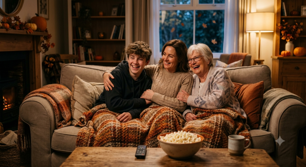 Un ado regarde un film avec sa mère et sa grand-mère, pour enrichir sa culture générale tout en s'amusant.