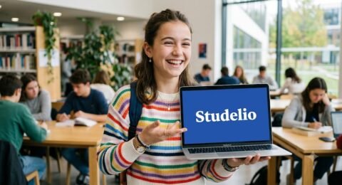 Photo d'une collégienne qui révise l'été grâce à Studelio.
