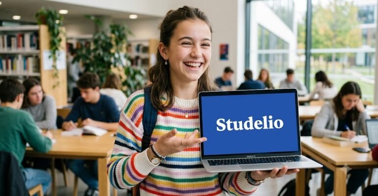 Photo d'une collégienne qui révise l'été grâce à Studelio.