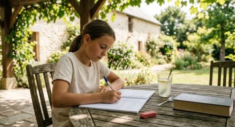 ado fait une dictee courte niveau 5e pendant les vacances