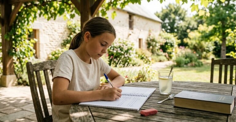 ado fait une dictee courte niveau 5e pendant les vacances