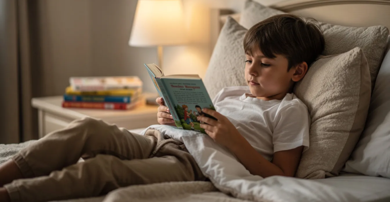 élève de 6e lit un livre court