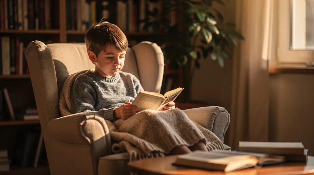 enfant 6e lit un livre