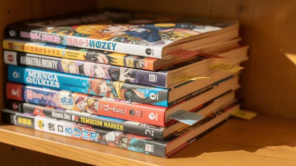 une pile de bd et de mangas pour les élèves ayant des difficultés en lecture