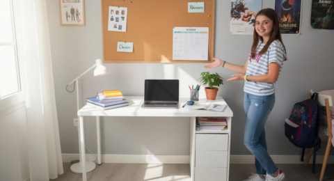 lycéenne organisée pour ses devoirs