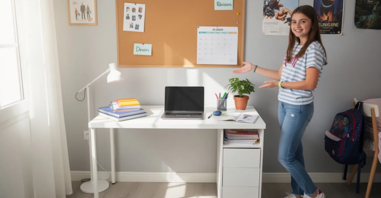 lycéenne organisée pour ses devoirs
